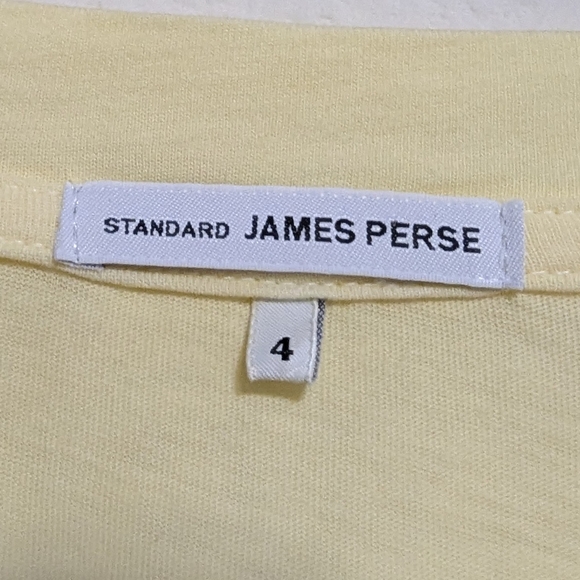 James Perse Women’s Yellow Long Sleeve Deep V-Neck Cotton T-Shirt Sz XLarge USA - Picture 3 of 4